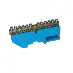 Listwa zerowa zaciskowa mocowana na szynę LZ12 niebieska 12‑torowa