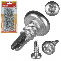 Wkręty pchełki samowiercące typu TEX do metalu 3,5x9,5 mm w białym ocynku KLIMAS 200szt