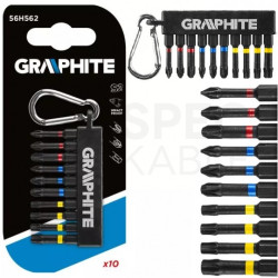 Zestaw bitów udarowych 10szt. breloczek z karabińczykiem GRAPHITE 56H562