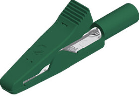 Alligator clip, green, max. 4 mm, L 41.5 mm, CAT O, socket 2 mm, 930319104