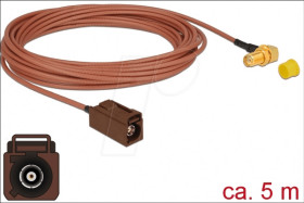 89683 HF cable, FAKRA F socket &gt; SMA socket, 90°, 5m