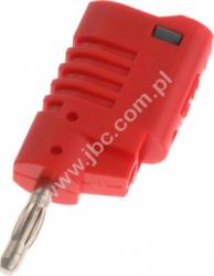 1080-RT Wtyk 4mm, z dodat. gniazdem 4mm do połączeń wieżowych, przyłącze przykręcane, czerwony, ELECTRO-PJP, 1080RT, 1080-R