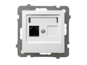 AS ANTYBAKTERYJNY Gniazdo komputerowe kat. 5e MMC produkt zawiera szkło fosforanowo-srebrowe GPK-1GA/K/m/00 OSPEL