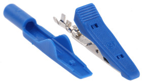 Zacisk krokodylkowy 8A izolowany 4mm Niebieski Hirschmann Test & Measurement