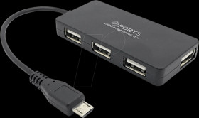 125150 USB-2.0 4-Port micro-USB OTG hub, black