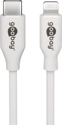 Goobay Kabel do ładowania USB USB 2.0 Złącze męskie Lightning, Złącze męskie USB-C® 1 m biały ekranowanie foliowe, płasz