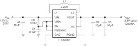 96% Buck-Boost Converter with 1.7A Current Switches, 3.3V fixed Output voltage in 3x3 QFN