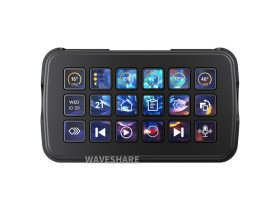 Waveshare SK18 Multi-Functional AI Voice Control Panel, Onboard 18 × membrane LCD Macro Keys, Supports Linux + QMK Dual-system A