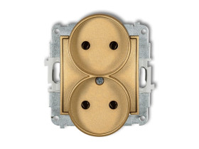 MINI Gniazdo podwójne bez uziemienia do ramki (bez przesłon torów prądowych) złoty 29MGPR-2 KARLIK