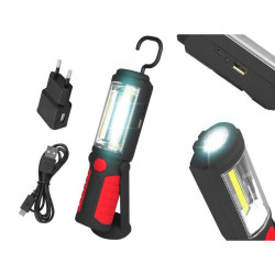 Latarka warsztatowa LED 3W COB Magnes, ładowarka w zestawie