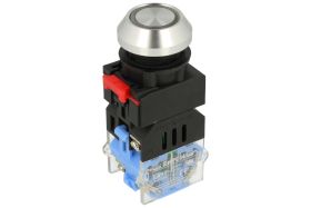 Przełącznik; przyciskowy; LAS0-K-11EA/12V/R/P; ON-(OFF)+OFF-(ON); 2 tory; podświetlenie LED 12V; czerwony; ring; monostabilny; n