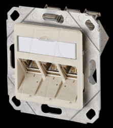 1309131101-E E-DAT modul 3 port UPk Cat.6A pearl white RAL1013