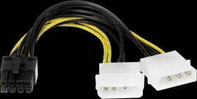 LP4PCIEX8ADP 2x LP4 to 8 pin PCI-E, 15 cm, black/yellow