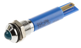 Lampka kontrolna do montażu panelowego 24V dc, niebieska 8mm LED Chrom Końcówka lutownicza RS PRO