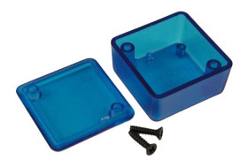 Obudowa ABS szerokość zew. 35 mm długość zew. 35 mm wys. zew. 20 mm Hammond IP54 Półprzezroczysty niebieski
