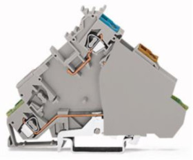 4-wire initiator supply terminal, spring-clamp connection, 0.08-2.5 mm², 3 pole, 20 A, 6 kV, gray, 280-577