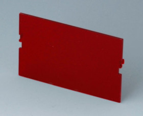 Front plate, PC, (W x H) 42 x 67 mm, red/transparent, B6603480