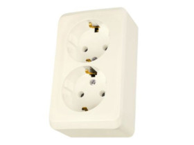 PRIMA Gniazdo podwójne z uziemieniem SCHUKO beżowe WDE001148 SCHNEIDER ELECTRIC