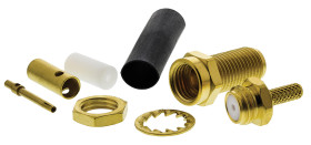 Złącze przegrodowe SMA żeńskie prosty 50Ω montaż na panelu, Połączenie zagniatane, lutowane Termination