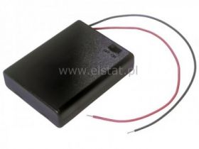 Koszyk na 4 baterie AAA 1.5V z pokrywką, wyłącznik