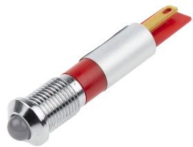 Lampka kontrolna do montażu panelowego 24V ac/dc, czerwona 8mm LED Chrom Końcówka lutownicza RS PRO