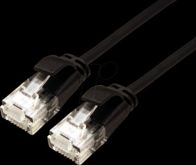 21443954 Cat.6a slim patch cable, UTP, black, 1.5m