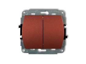 TREND Wyłącznik pojedynczy ze schodowym (dwa klawisze bez piktogramów wspolne zasilanie) brązowy metalik 9WP-10.11 KARLIK