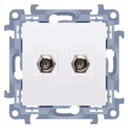 Gniazdo antenowy SAT typ F podwójne końcowe SIMON 10 białe Kontakt Simon CASF2.01/11