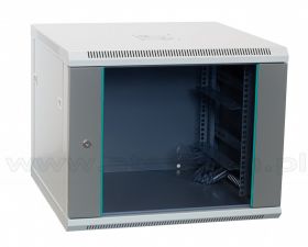 Szafa rack 9U, 19", wisząca, 600mm gł., drzwi szklane