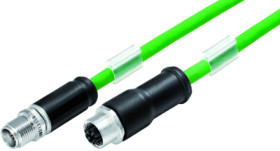 Sensor actuator cable, M12-cable plug, straight to M12-cable socket, straight, 8 pole, 10 m, PUR, green, 0.5 A, 79 9724 100 08
