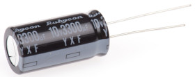 Kondensator 3300μF 10V dc Radialny, Otwór przelotowy Rubycon roztaw: 5mm 12.5 (Dia.) x 25mm