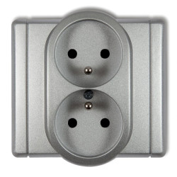FLEXI Gniazdo podwójne z/u srebrny metalik 7FGP-2zp