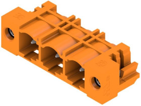 Pin header, 3 pole, pitch 7.62 mm, angled, orange, 1472620000
