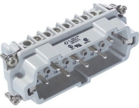 Pin contact insert, H-B 16, 8 pole, screw connection, with PE contact, 10239010