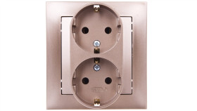 Impresja Gniazdo Podwójne Z/U Schuko Złoty Metalik Gp-2Ys/28