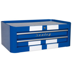 Sealey AP28102BWS Mid-Box 2 Drawer Retro Style - Blue with White Stripes