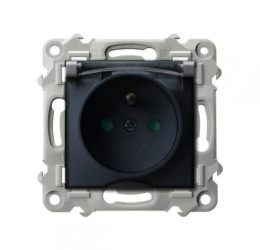 SZAFIR Gniazdo bryzgoszczelne z uziemieniem IP-44 z przesłonami torów prądowych wieczko przezroczyste szary mat GPH-1ZZP/m/70/d