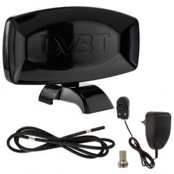 Antena pokojowa DVB-T VHF/UHF/FM ze wzmacniaczem 28dB i zasilaczem