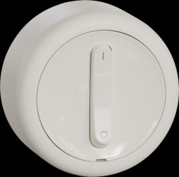 WDE015807 Off-switch, 2p, surface-mounted, complete, white, round, Renova