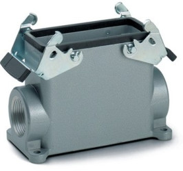 Surface mount housing, size HB16, aluminum alloy, M25/M32, angled, cross bow locking, IP65, 79085200