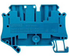 Złączka szynowa rozłączalna 4-przewodowa 4mm2 niebieska UT 4-QUATTRO-TG BU 3073076 /50szt./