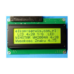 WYŚWIETLACZ LCD 4x20 WH2004 A YYH LED Y/G CYRYLICA 20x4