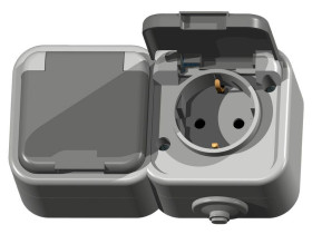 DELFINA Gniazdo podwójne z uziemieniem schuko wieczko w kolorze wyrobu szary GNH-2DS/30/w OSPEL