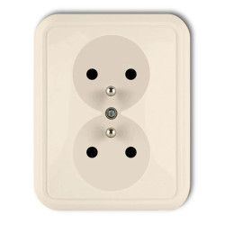 LIZA Gniazdo podwójne z/u beżowy 1GPT-2z