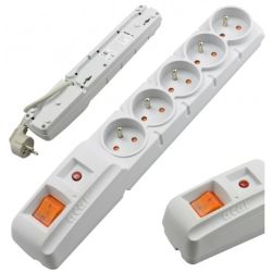 Przedłużacz elektryczny Listwa zasilająca antyprzepięciowa ACAR F5 na 5 gniazd [2P+Z] z wyłącznikiem szara 1,5m