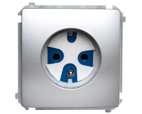 Simon Basic Gniazdo wtyczkowe DATA z uziemieniem i kluczem uprawniającym 16A 250V srebrny m