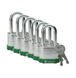 Kłódka LOTO stalowa, laminowana, szekla 38 mm, zielona (6 szt.), 814099