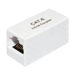 Łącznik modularny beczka 2xRJ45 8P8C kat.6 nieekranowany UTP biały