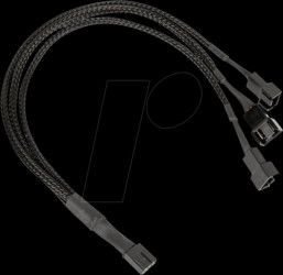 PGW-AC-KOL-112 Kolink 1-to-3 PWM fan splitter cable, 35 cm, braided, black