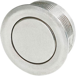 Vandal-proof pushbutton, 1 pole, silver, unlit , 0.125 A/48 V, mounting Ø 19 mm, IP67, 1241.2801